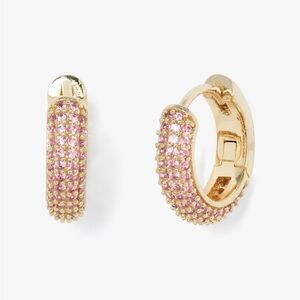 Kate Spade Brilliant Statement Pave Huggie Earrings in Pink